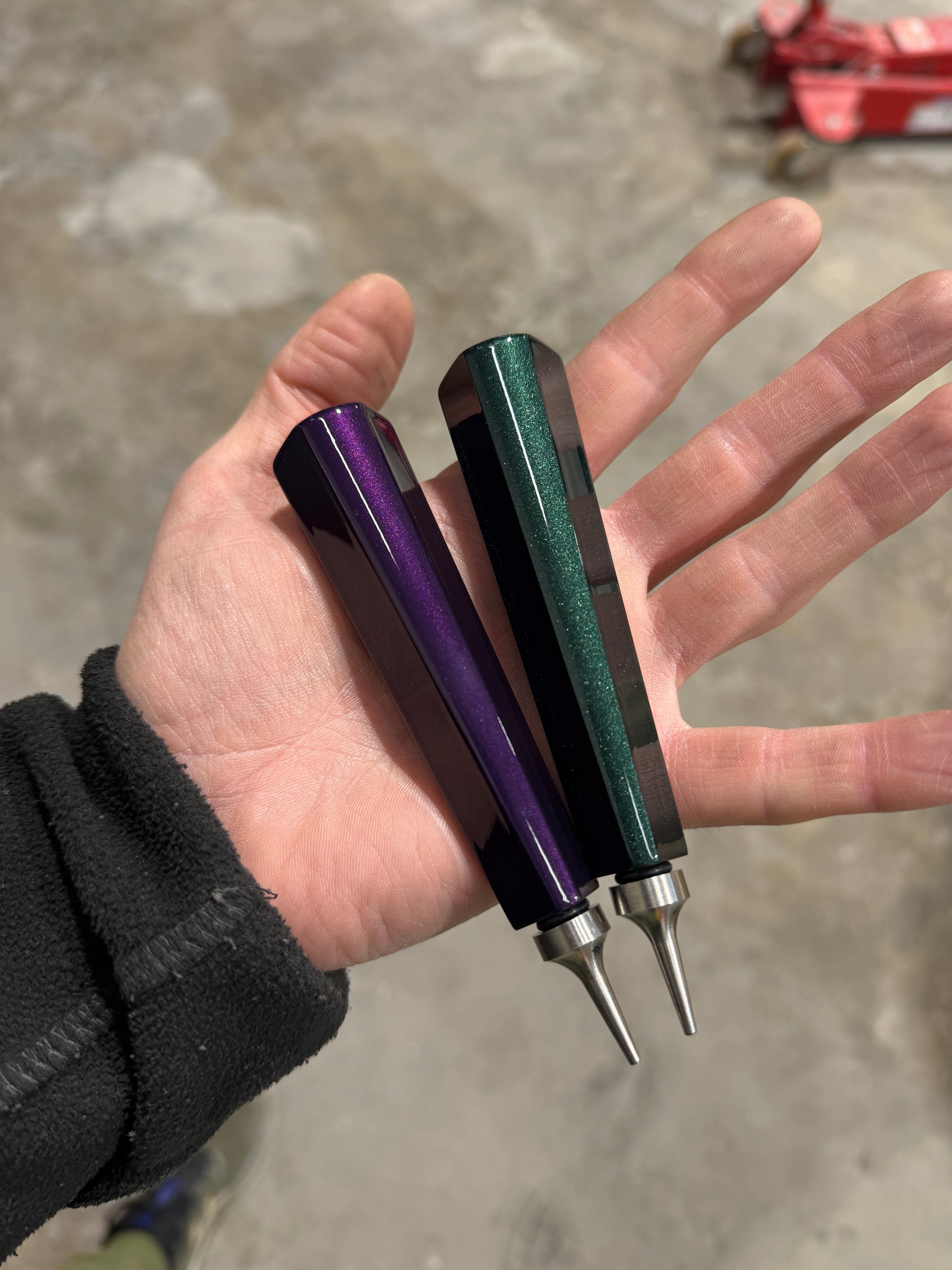 Knockdown 10cm Viola o verde metallizzato punte intercambiabili 5/16