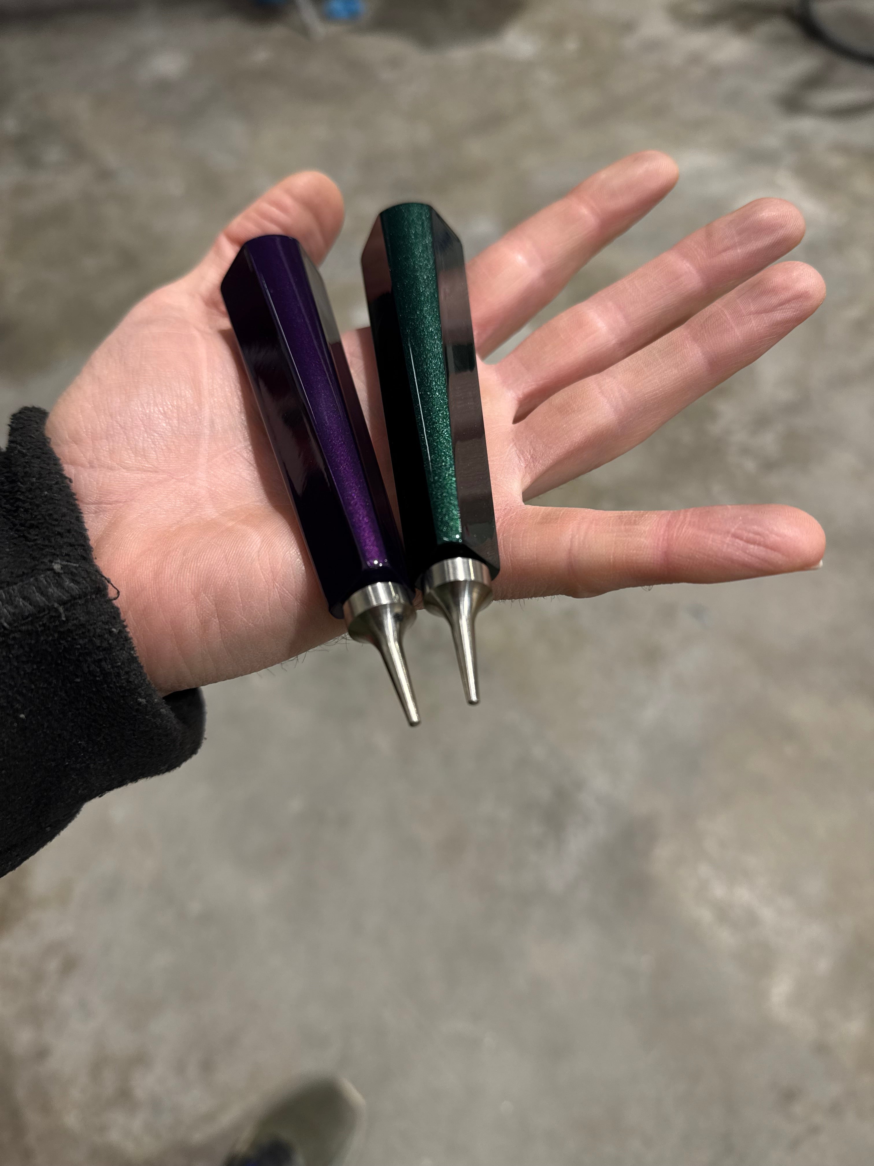 Knockdown 10cm Viola o verde metallizzato punte intercambiabili 5/16